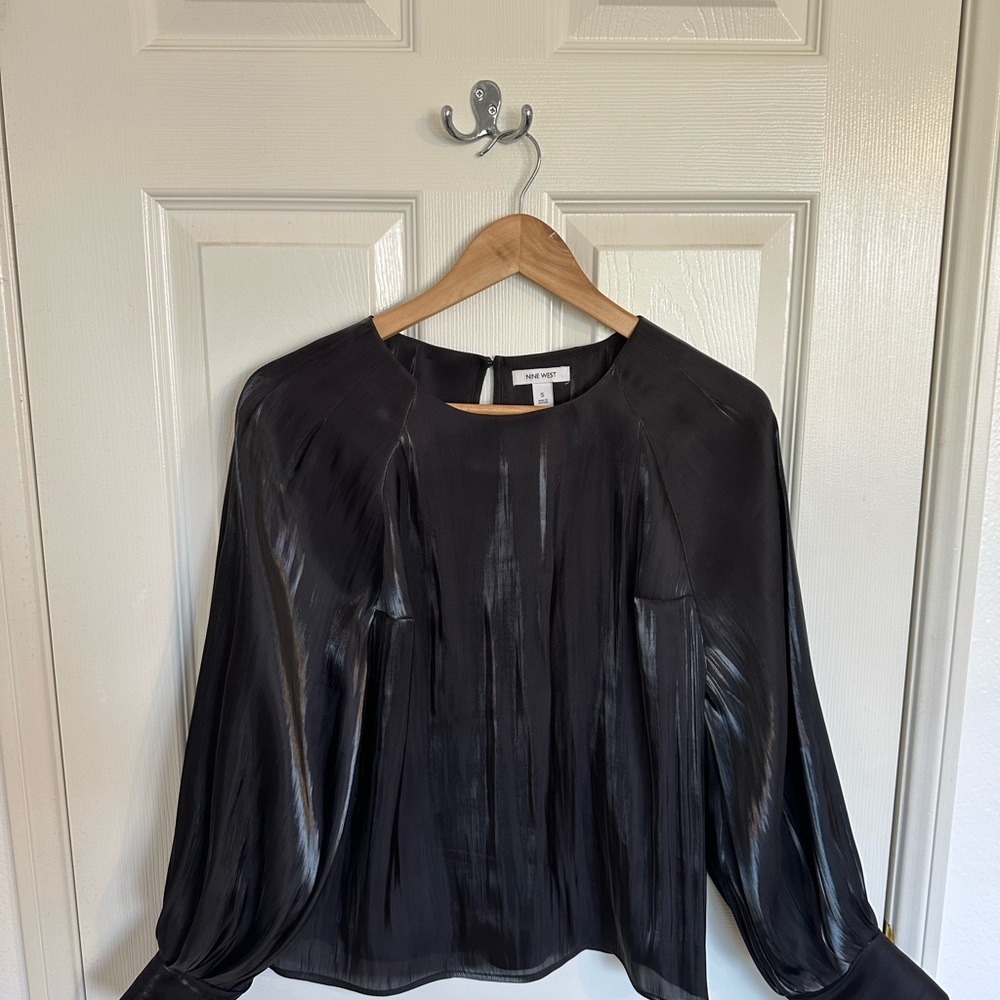 Nine West Black Pleated Blouse